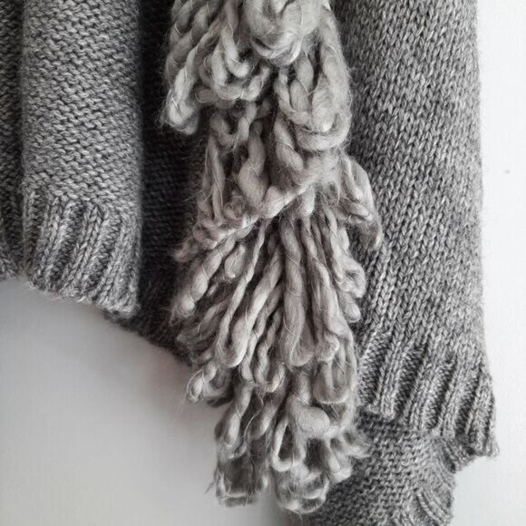 MINKAS Loop Fringe Collar Open Front Knit Vest Cardigan Sz M - Picture 5 of 10